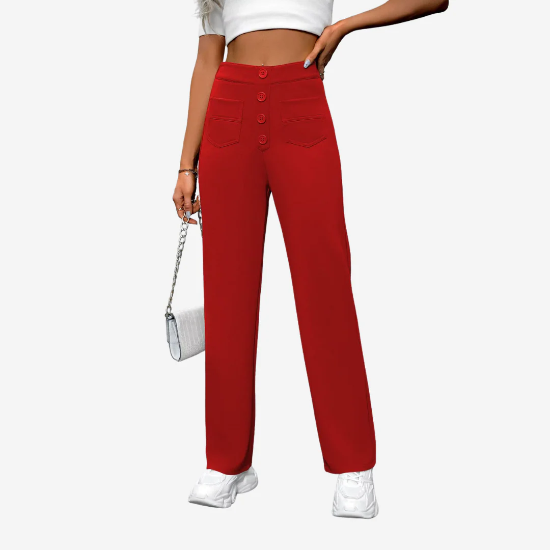 Comfortabel Rechte Broek met Hoge Taille - Afbeelding 8