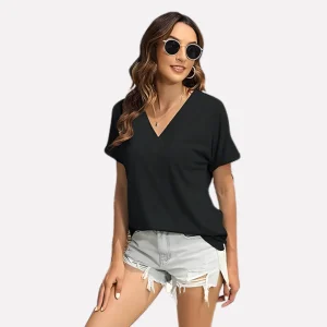 Vrouwen V-Hals Korte Mouwen T-Shirt