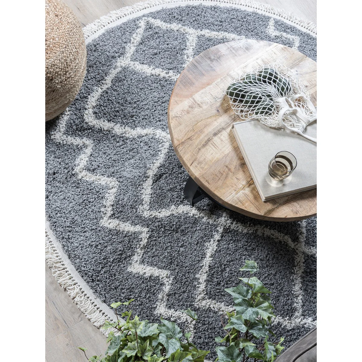 Vloerkleed Marrakesh Grey Rond ø160 cm - Afbeelding 4