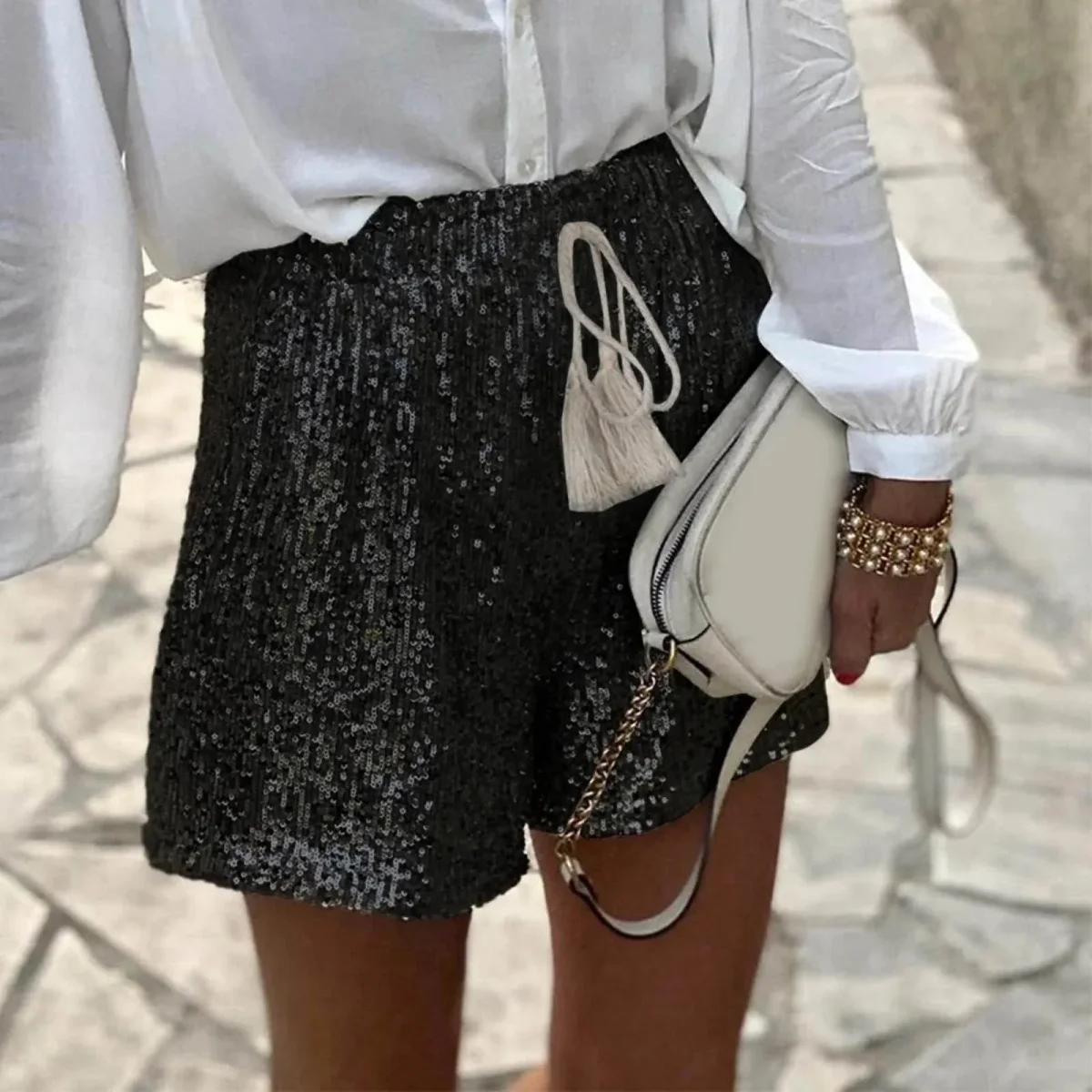 Zomerse Pailletten Shorts met Hoge Taille - Afbeelding 5