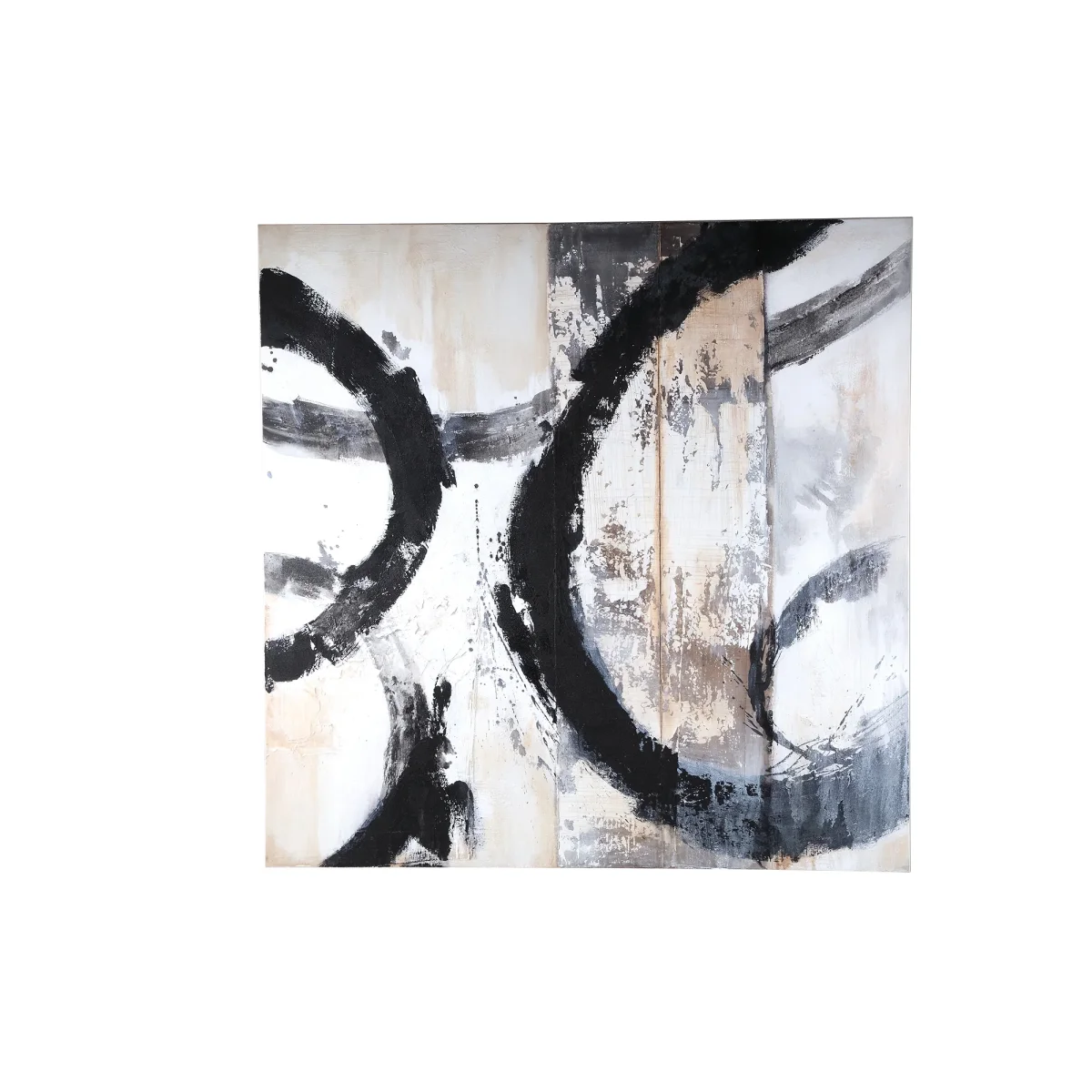 Wandpaneel Jor Zwart Canvas Geometrisch Vierkant PTMD - Afbeelding 9