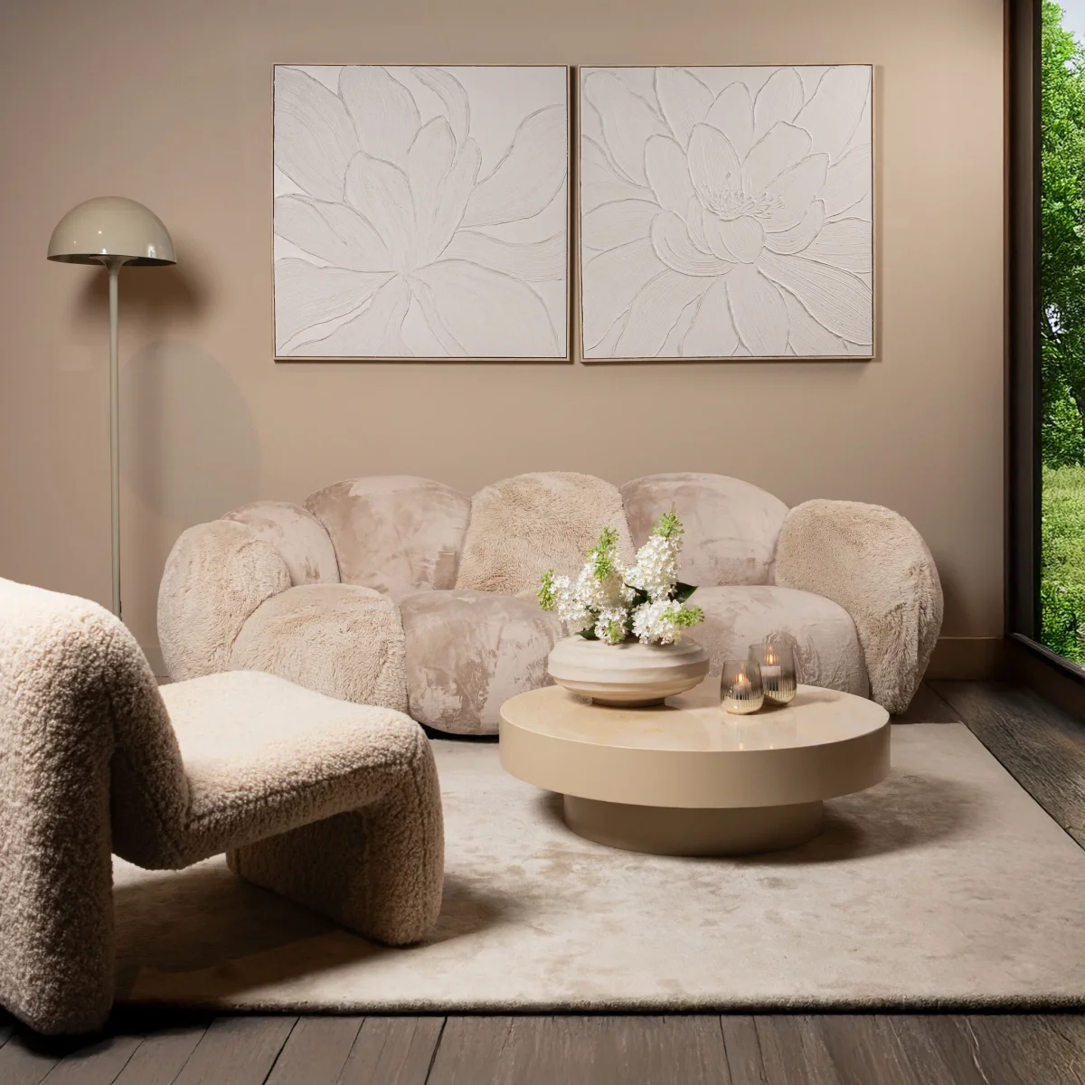 Salontafel Corfu Rond 90 cm Crème Marmer PTMD - Afbeelding 3