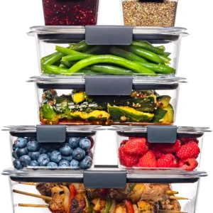 Rubbermaid Brilliance Voedselopslag Bakken | BPA-vrij en Luchtdichte Deksel - Duurzaam en Stapelbaar Bewaren van Eten