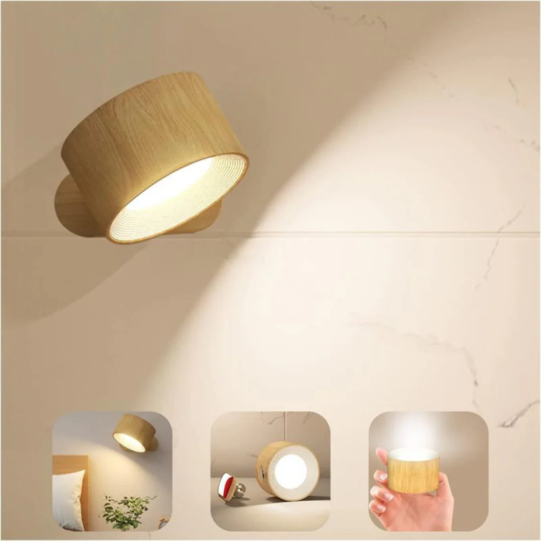 AuraGlow - Draadloze Oplaadbare 360 Graden Muurlamp - Afbeelding 4