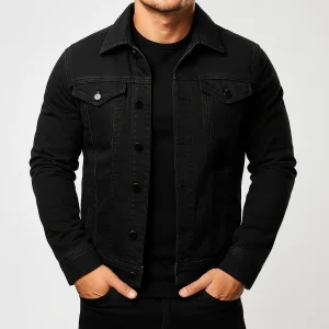 Comfortabel effen heren denim jas
