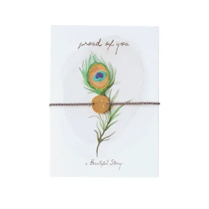 A Beautiful Story Handgeschilderde Wenskaart Peacock Met Armband