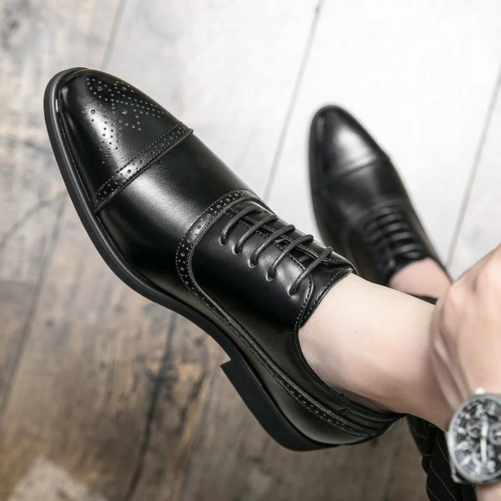 Gepolijste leren brogue Oxford-schoenen voor heren - Afbeelding 2
