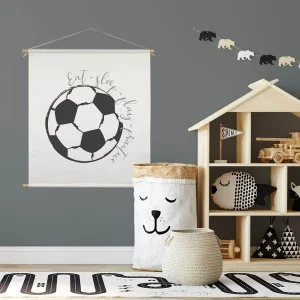 XL textielposter voetbal in zwart wit