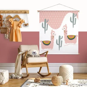 XL textielposter met lama print in roze