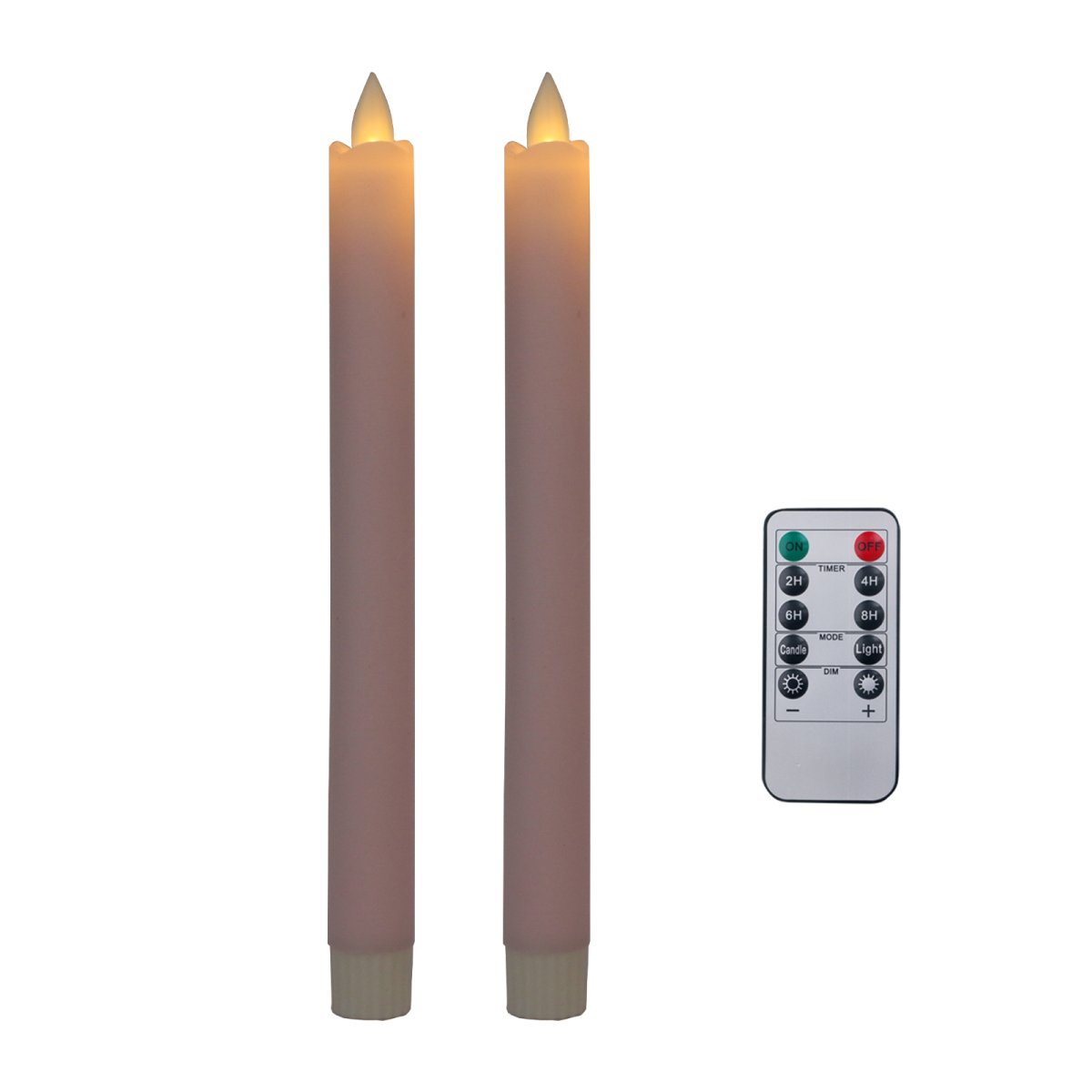 Foryouliving – LED kaarsen met bewegende vlam 2x – Roze – Pink – Afstandsbediening – Dinerkaars rustiek wax 24.5 cm – LED kaars batterij – Timer - Afbeelding 2