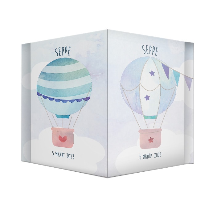 Geboortebord met luchtballonnen in blauw - Afbeelding 3