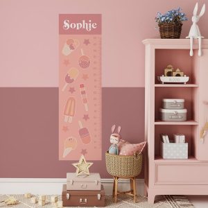Groeimeter met ijsjes print in roze