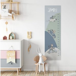 Groeimeter muursticker met dieren onderweg