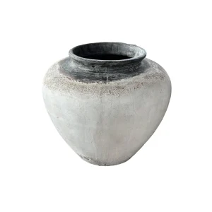 Pot Jinsu Wit Rond Jar Donkere Rand 70 cm PTMD