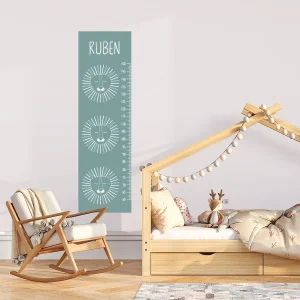 Groeimeter muursticker met leeuw in groen