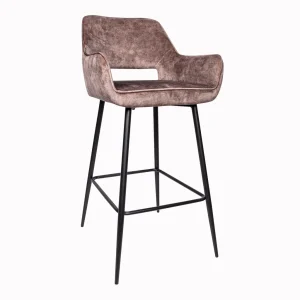Barstoel Fallon Velvet Bruin (Set van 2) PTMD