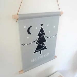 Textielposter oh denneboom voor de kerstdagen